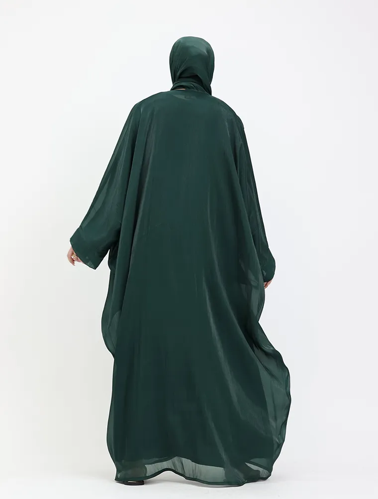 Bottle Green Organza Kimono Set